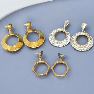 VTG Dangle Gold Tone Dangle Post Earring Bundle
